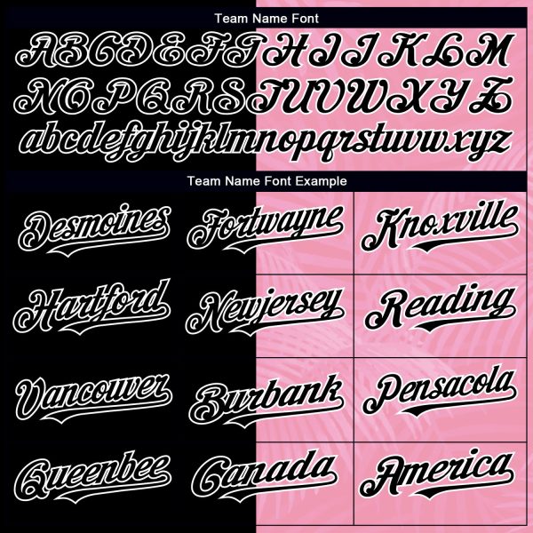 Custom Medium Pink Black-White 3D Pattern Design Tropical Hawaii Palm Leaves Authentic Baseball Jersey - Image 4