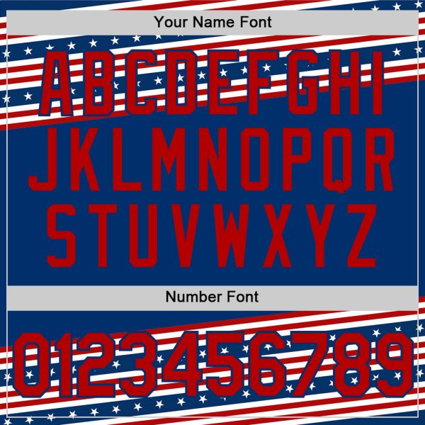 Custom US Navy Blue Red 3D American Flag And Star Authentic Baseball Jersey - Image 5