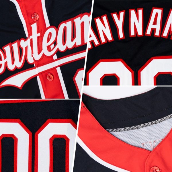 Custom Black Gold-Crimson 3 Colors Arm Shapes Authentic Baseball Jersey - Image 2