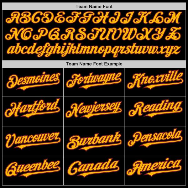 Custom Black Gold-Crimson 3 Colors Arm Shapes Authentic Baseball Jersey - Image 5