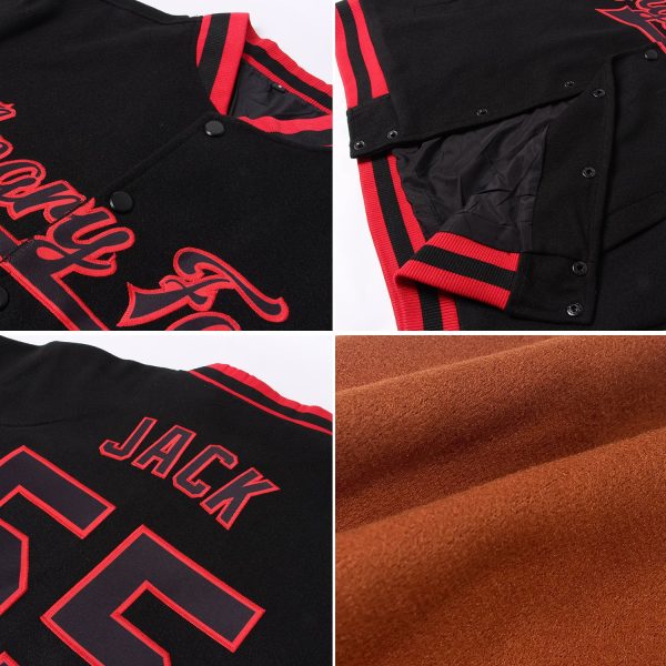 Custom Texas Orange White-Kelly Green Bomber Full-Snap Varsity Letterman Jacket - Image 2