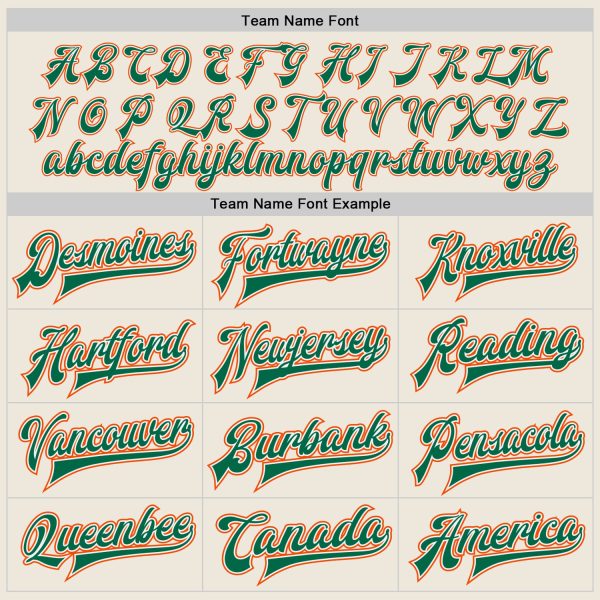 Custom Cream Orange-Kelly Green Bomber Full-Snap Varsity Letterman Jacket - Image 4