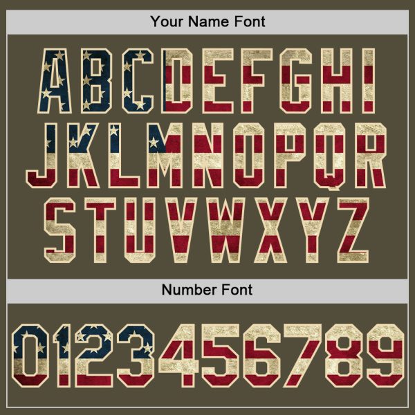 Custom Olive Vintage USA Flag-Cream Mesh Authentic Throwback Salute To Service Baseball Jersey - Image 5