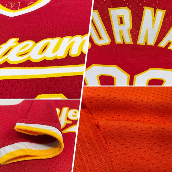 Custom Orange Royal-White Authentic Throwback Baseball Jersey - Image 2