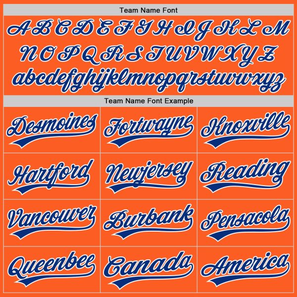 Custom Orange Royal-White Authentic Throwback Baseball Jersey - Image 4