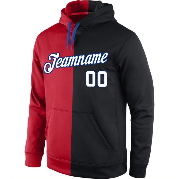 Custom Stitched Red White-Black Split Fashion Sports Pullover Sweatshirt Hoodie - Image 2